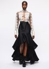 Organic Silk Asymmetric Skirt in Black
